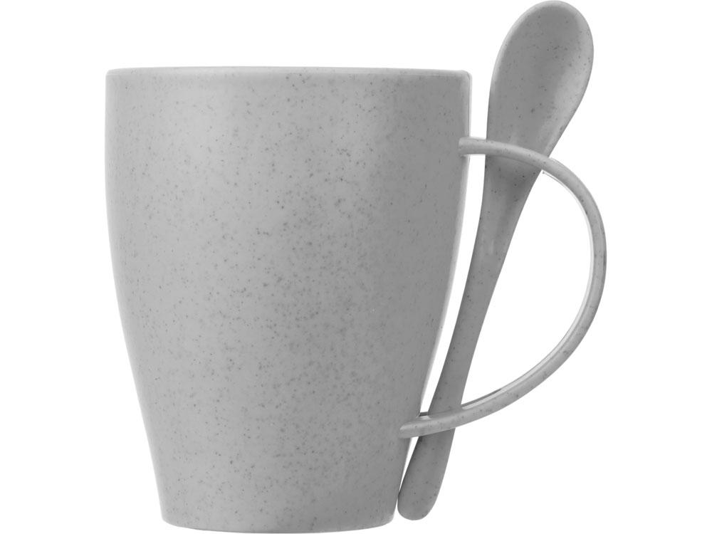 Пшеничная кружка Nina с ложкой, 300ml, серый Cool grey 7C-1