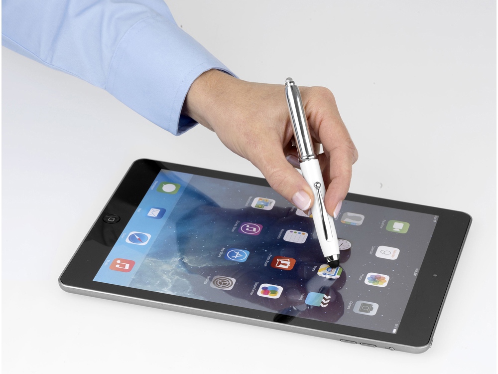 Ручка-стилус шариковая Xenon, белый, синие чернила-4