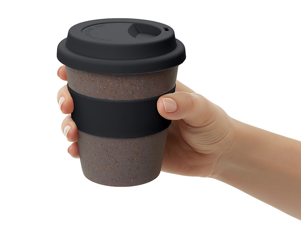 Стакан с силиконовой крышкой Cafe, черный-5