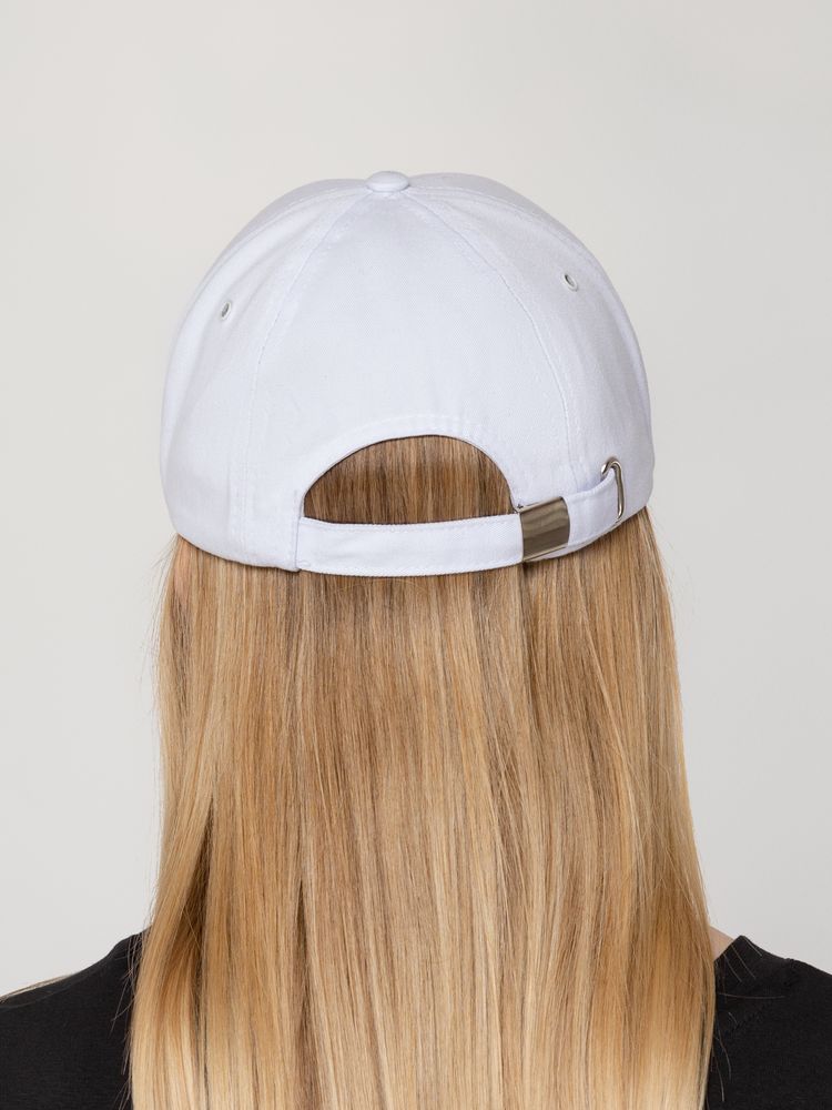 Бейсболка Canopy, белая с темно-синим кантом-5