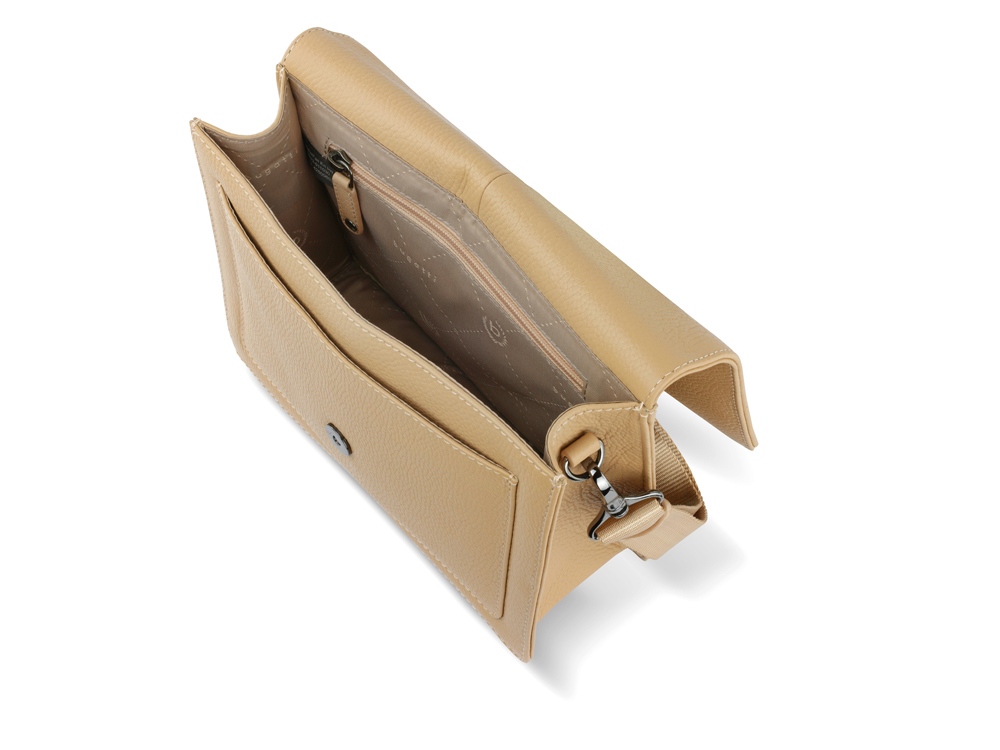 Сумка через плечо женская BUGATTI Elsa, песочного цвета, воловья кожа/полиэстер, 25х8,5х20 см-5