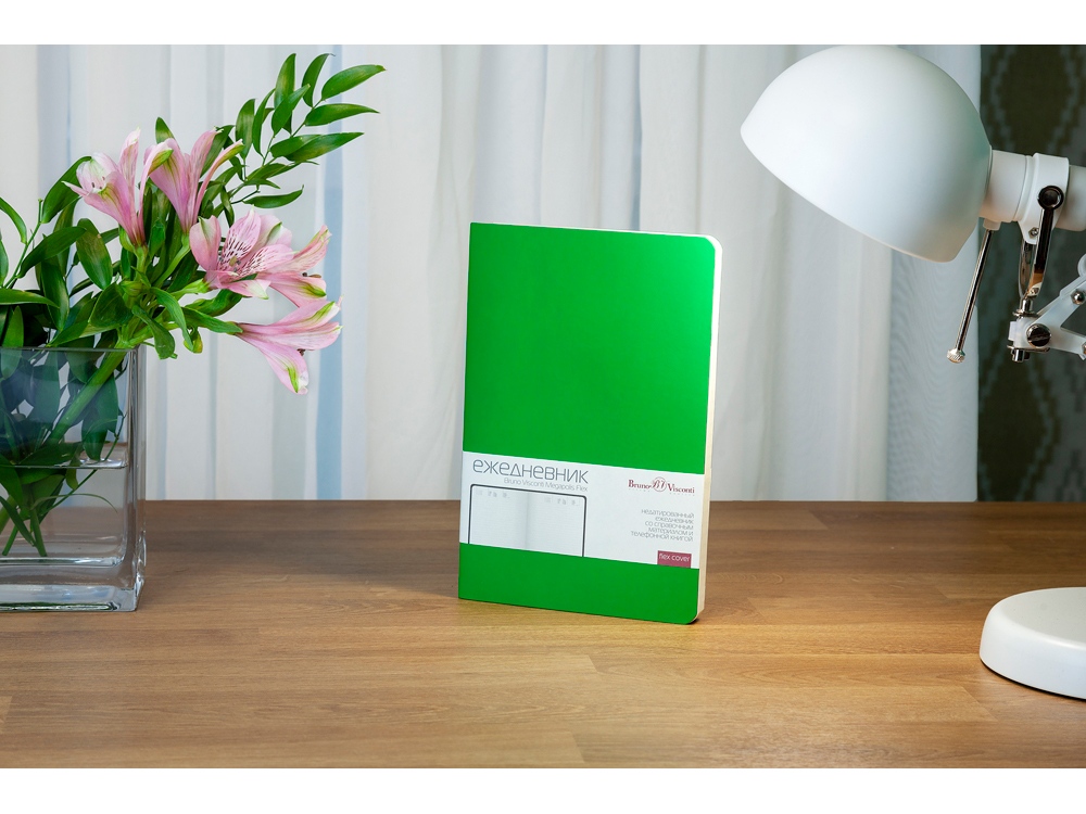Ежедневник А5 недатированный Megapolis Velvet Flex, зеленый флуор-10