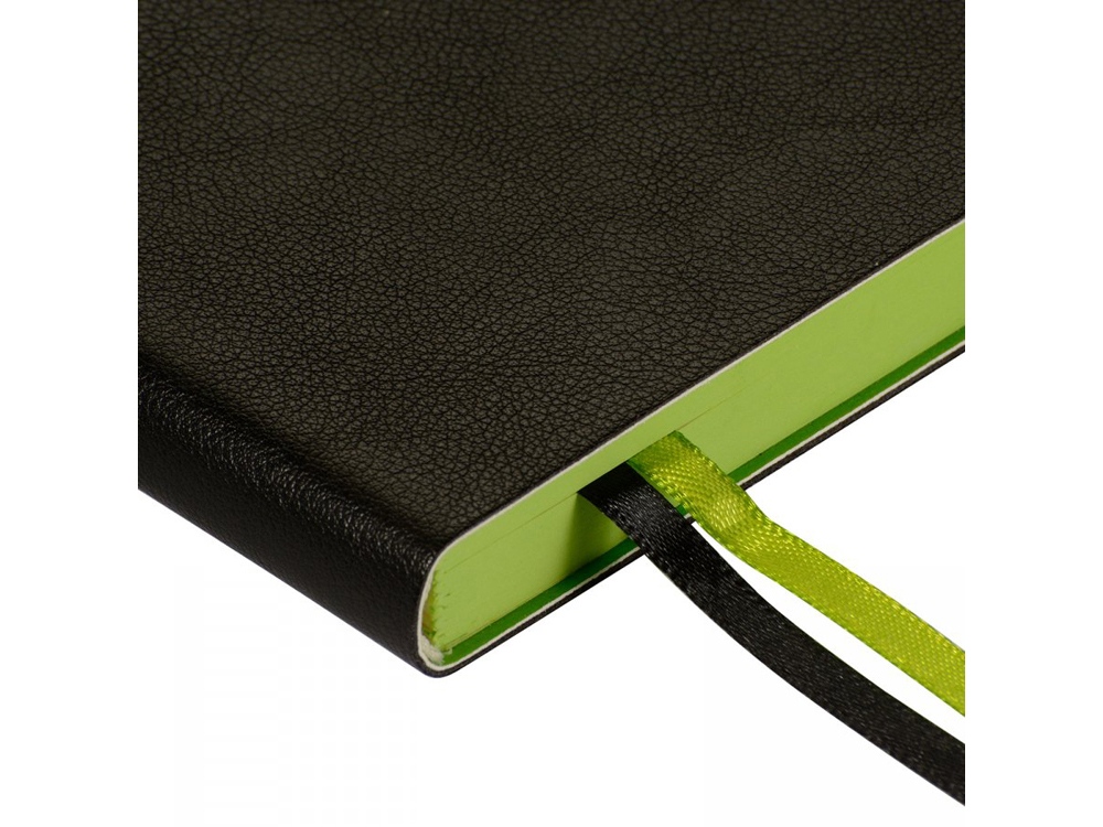 Ежедневник недатированный А5 Boston, черный (обрез зеленое яблоко)-4