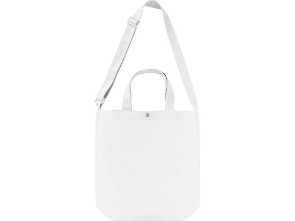 Сумка Helfer из хлопка на кнопке с регулирующейся лямкой, белый-4