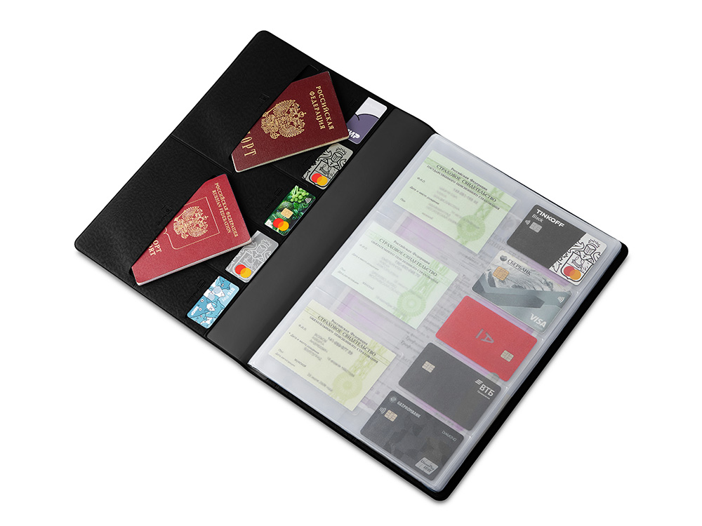 Органайзер Favor 2.0 для семейных документов на 4 комплекта документов, формат А4, черный-0