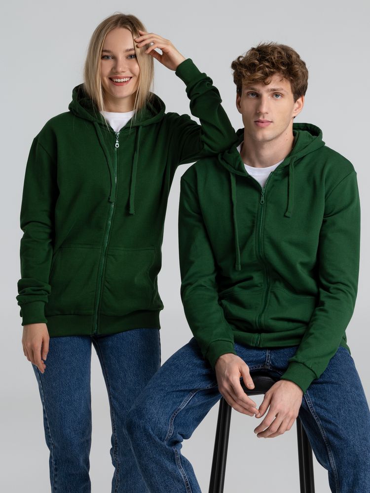 Толстовка на молнии с капюшоном Siverga Heavy 2.0, темно-зеленая-8