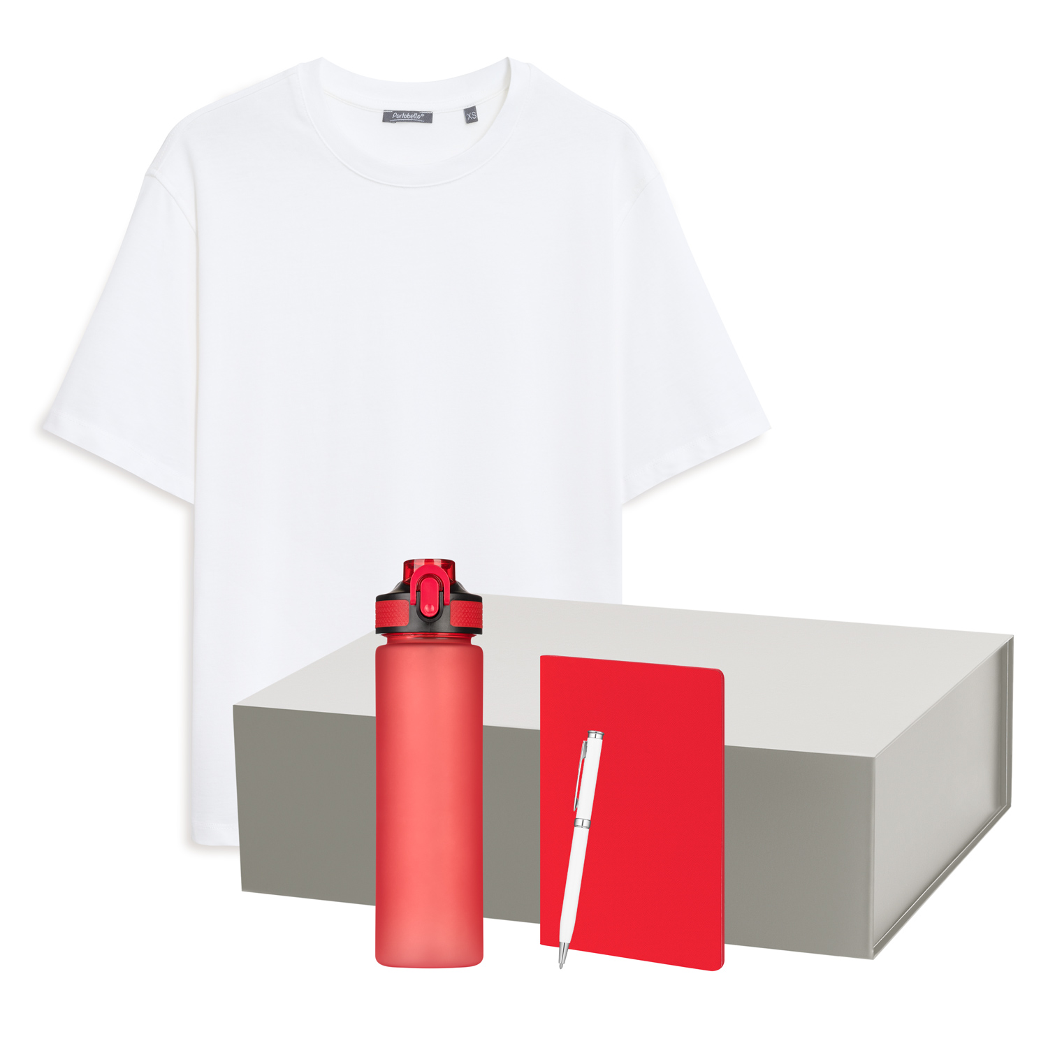 Набор с одеждой Раст Нео (Rust Neo) (футболка, бутылка, ежедневник, ручка), белый/красный, M/L-0