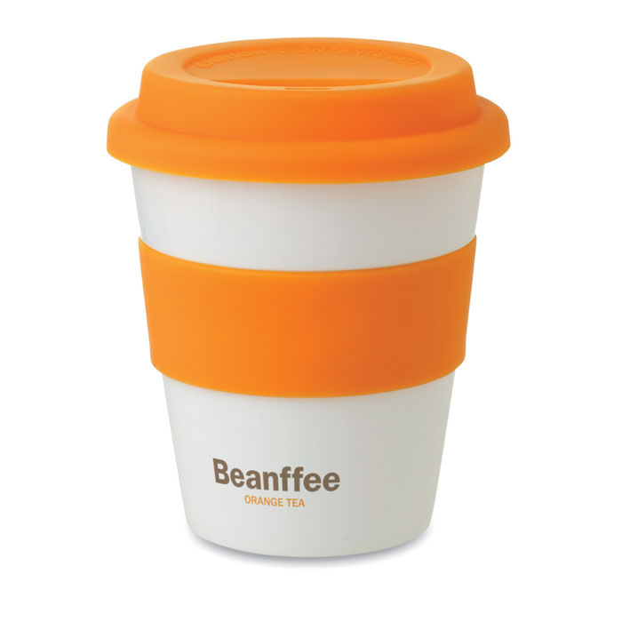 Стакан с крышкой из силикона, оранжевый-2