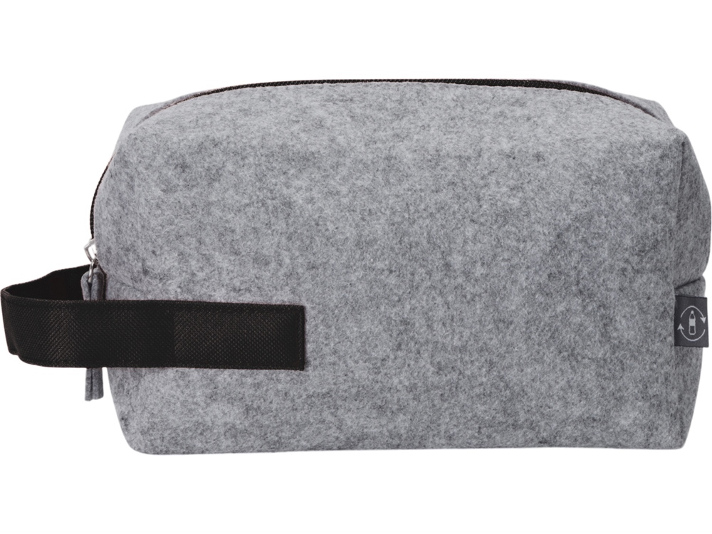 Косметичка из РПЕТ фетра с ручкой Felt, серый с черным-4
