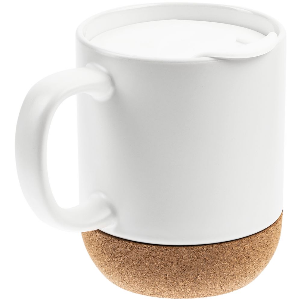 Кружка с пробковой подставкой Corky Walk для сублимационной печати, матовая, белая-2