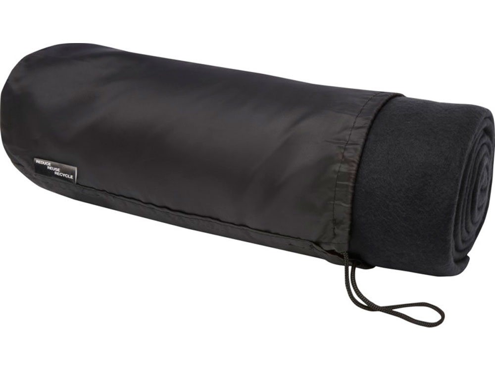 Плед Willow из флиса, вторичного ПЭТ, черный-0