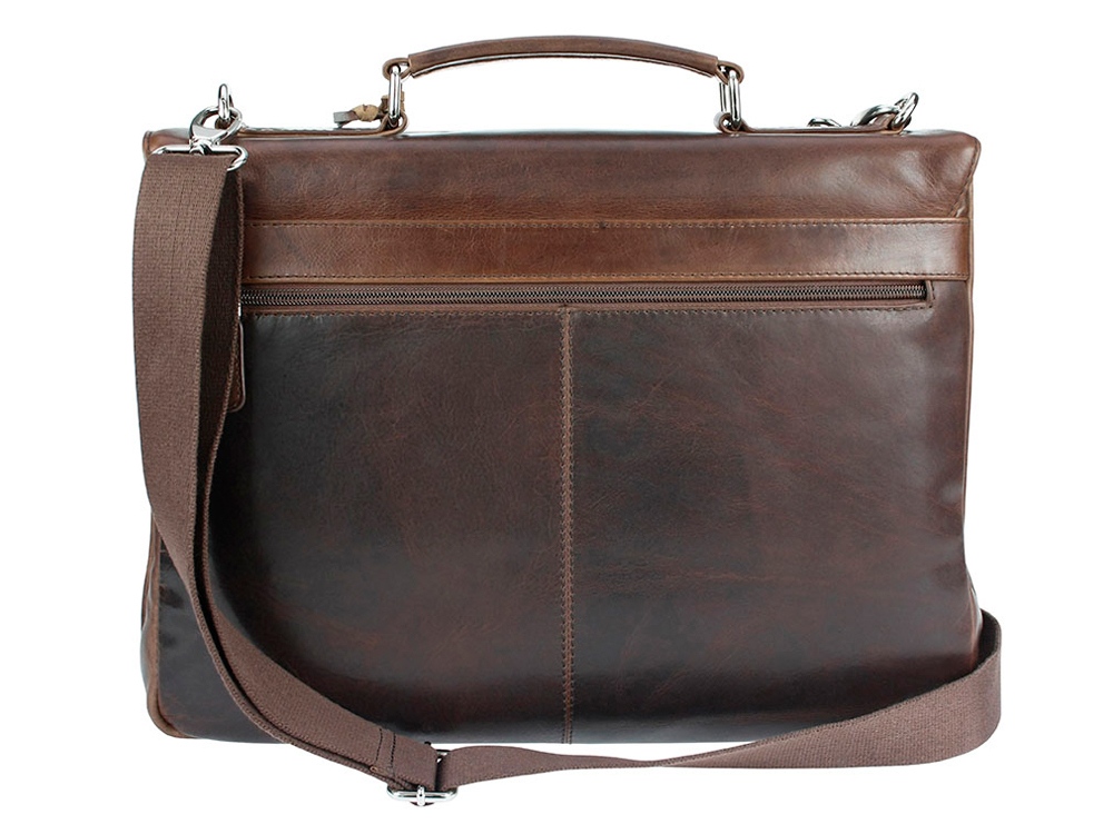 Портфель BUGATTI Romano 15'', коричневый, натуральная воловья кожа, 40х12х30 см-1