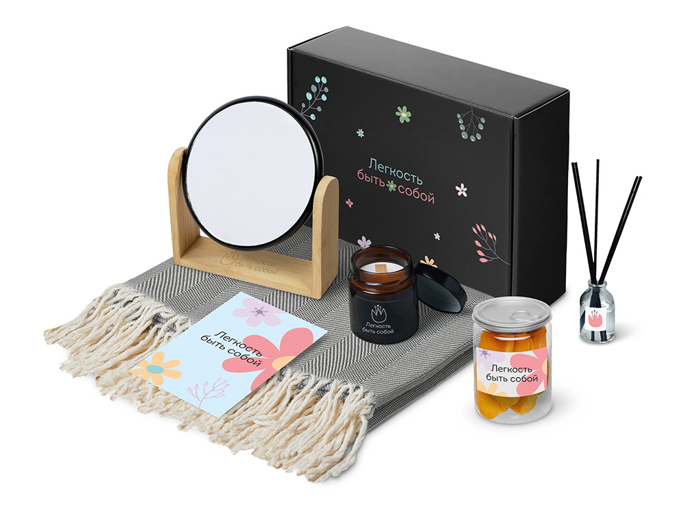Подарочный набор Re:f. Shelter  с пледом, зеркалом, свечой и диффузором-0