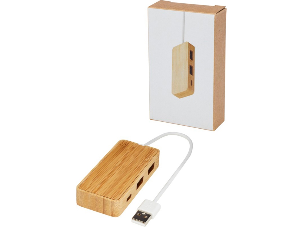 USB-концентратор Tapas из бамбука, натуральный-4