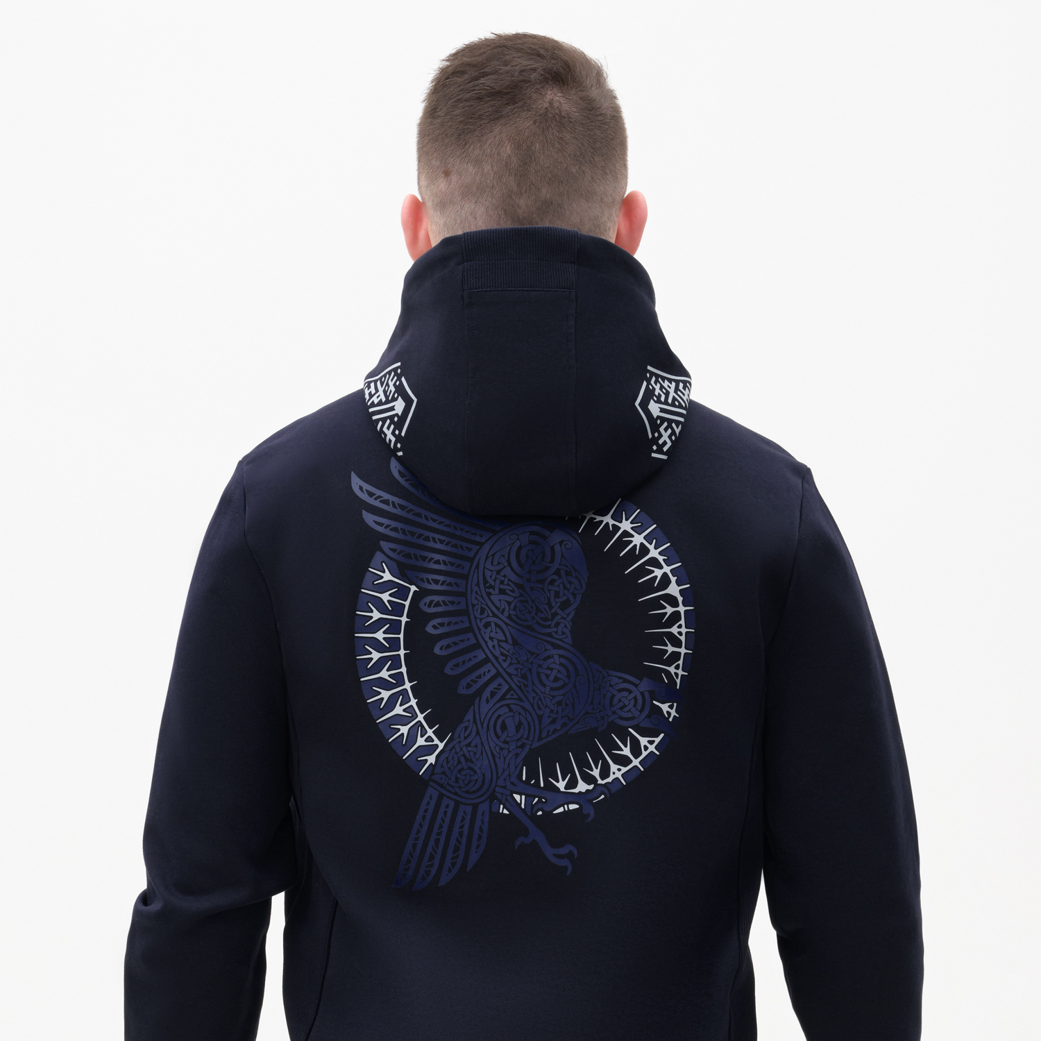 Толстовка на молнии с капюшоном MATEO темно-синяя-9