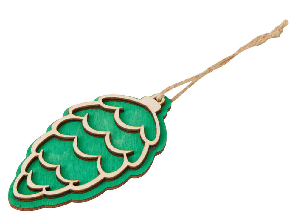 Подвеска шишка с цветной подложкой, зеленая подложка-0