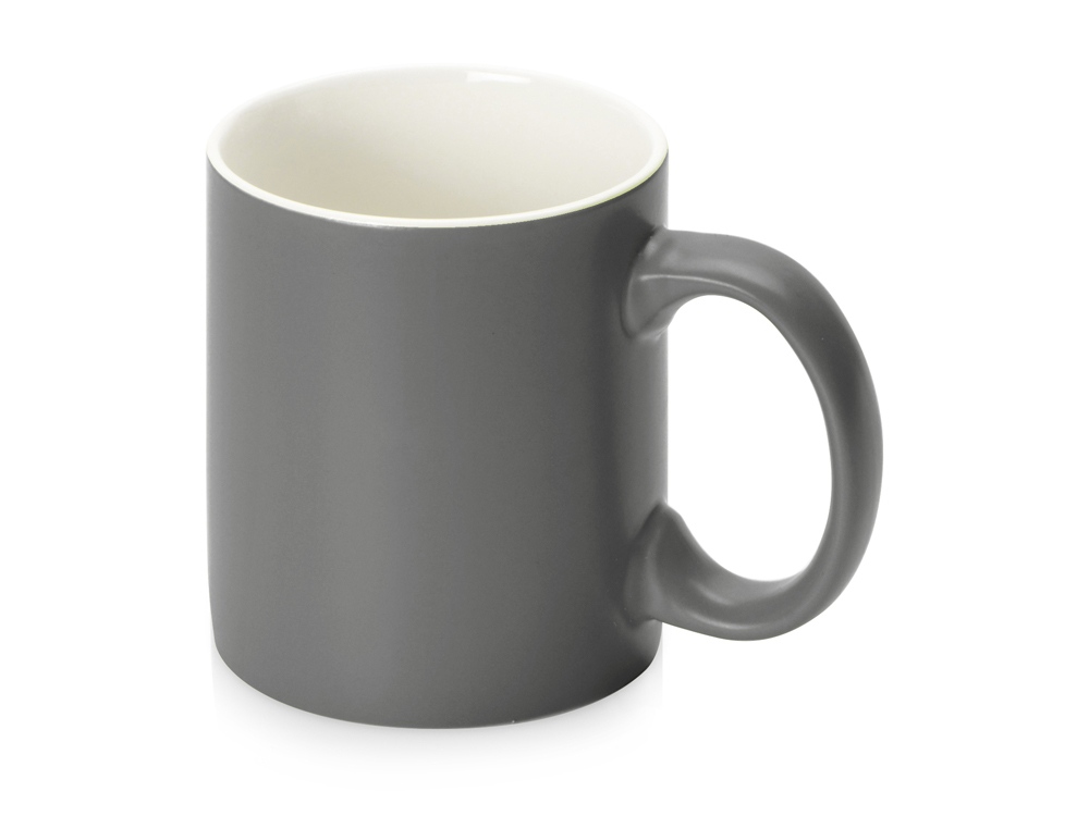Матовая кружка Марко базовой формы, цветная снаружи, белая внутри, серый-0