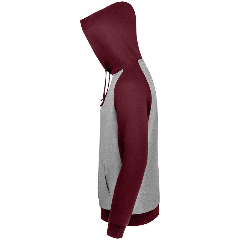 Толстовка унисекс Seattle, серый меланж с бордовым-3