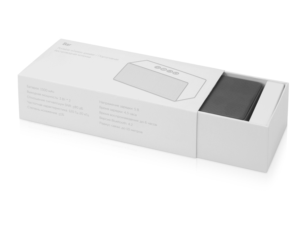 Портативная колонка Bar со стереодинамиками soft touch, серый-6