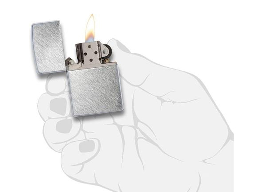 Зажигалка ZIPPO с покрытием Herringbone Sweep, латунь/сталь, серебристая, матовая, 38x13x57 мм-3