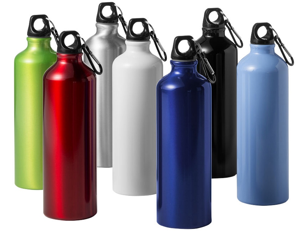 Алюминиевая бутылка для воды Oregon объемом 770 мл с карабином - Серебряный-2