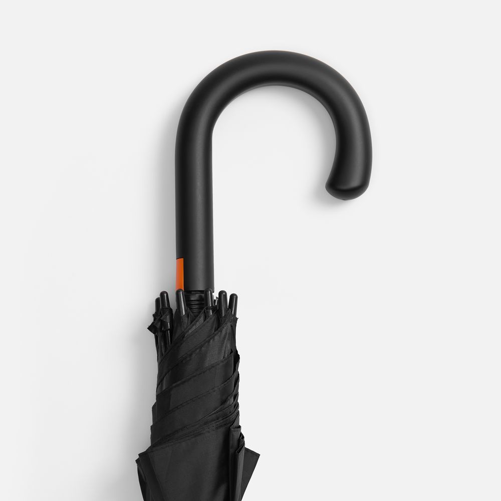 Зонт-трость Hidecolor с цветными спицами, черный с оранжевым-2