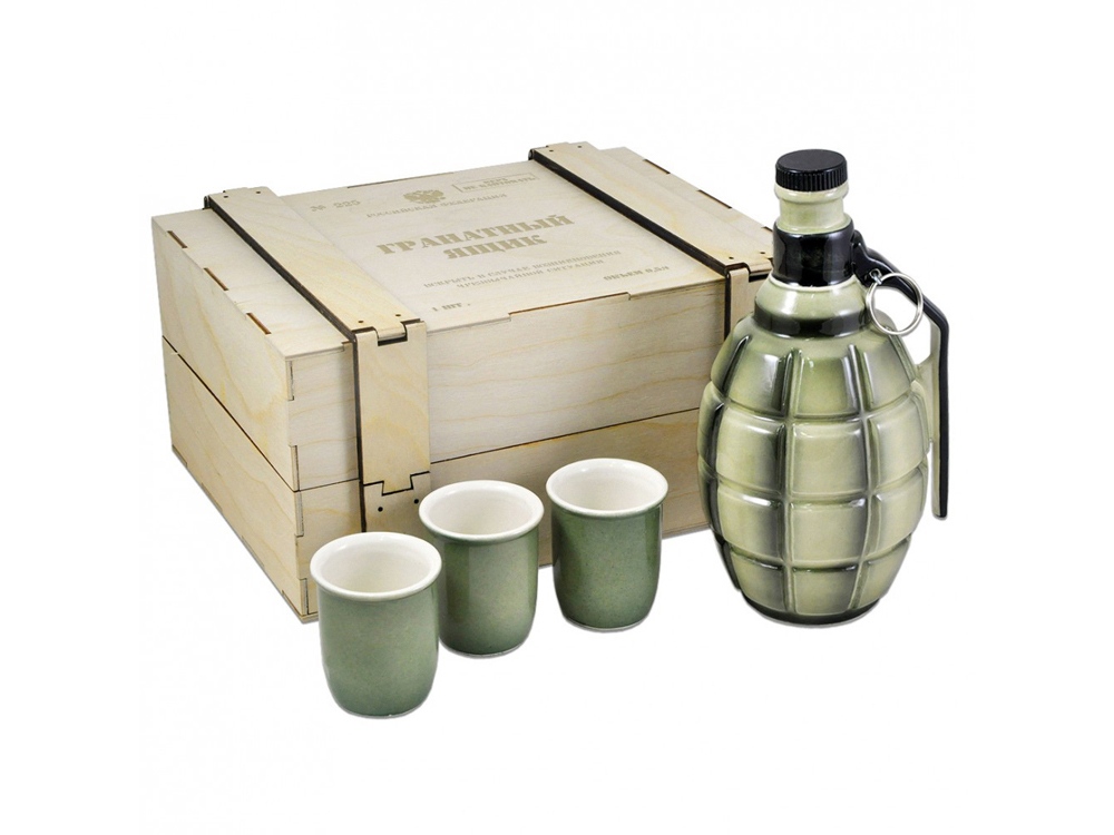 Набор День Победы: штоф Граната-лимонка 500 мл, 3 стопки-0