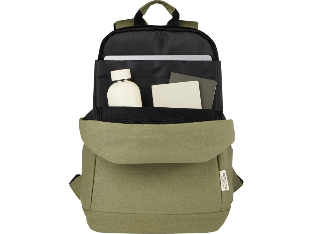 Рюкзак для ноутбука 15,6 дюймов с защитой от кражи Joey объемом 18 л из брезента, переработанного по стандарту GRS, оливковый-3