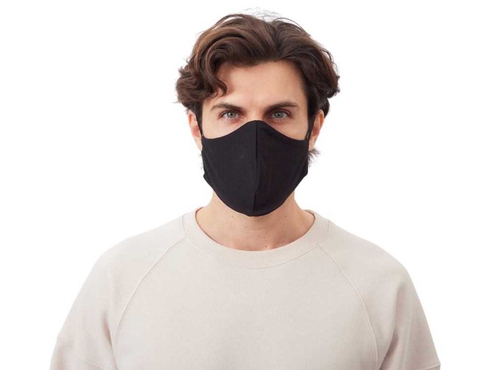 Маска для лица многоразовая с фиксаторами, черная-1