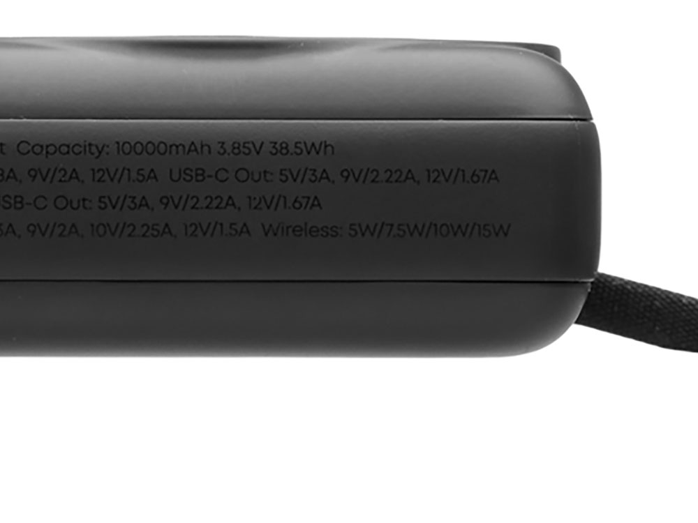 Магнитный беспроводной внешний аккумулятор c подсветкой лого Энчант, 10000 мАч, черный-5