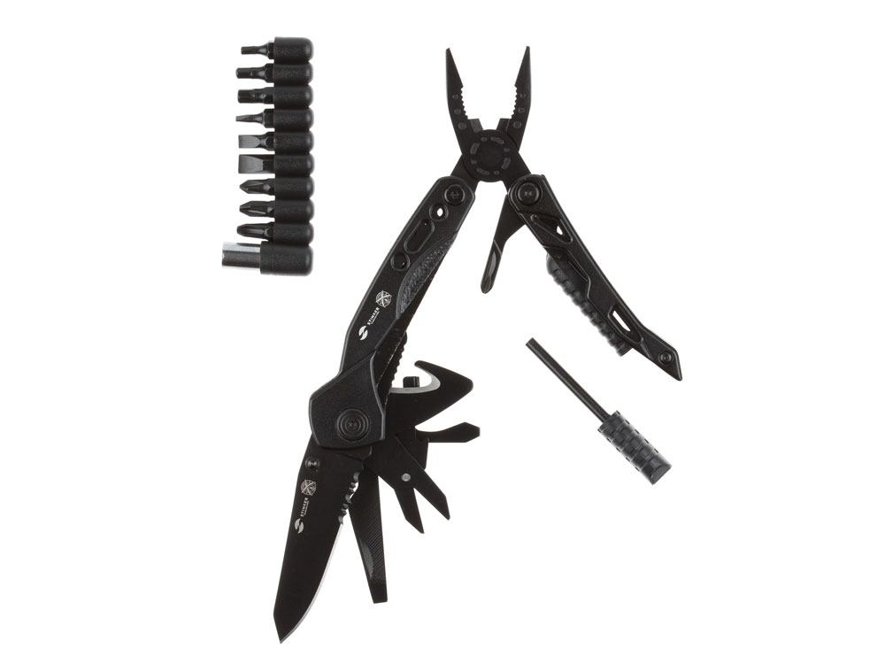 Мультитул Stinger, 105x45 мм, 13 функций, сталь, чёрный, в комплекте 9 насадок и нейлоновый чехол-2