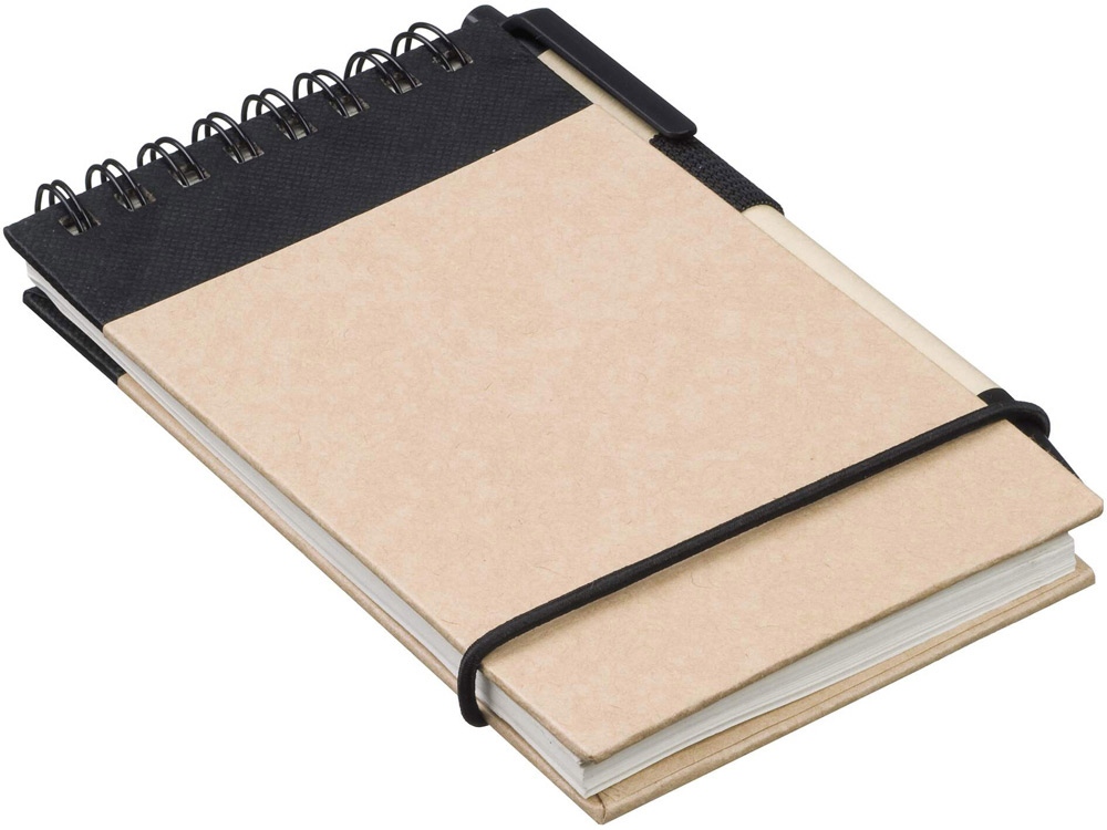 Блокнот А7 Zuse с ручкой шариковой, черный-0