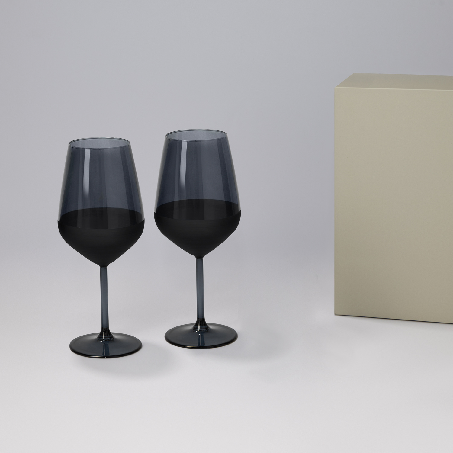 Подарочный набор 2 бокала для вина Блэк Эдишн (Black edition) в серой коробке-0