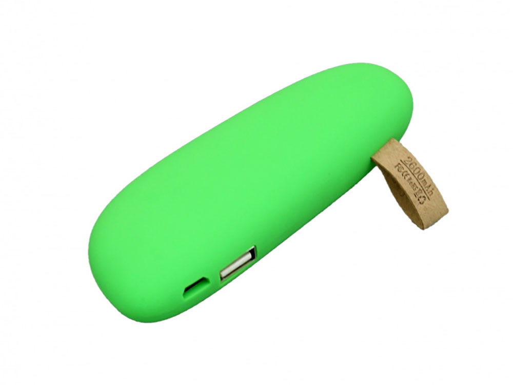 PB_Small_stone Универсальное зарядное устройство power bank в форме камня. 2600MAH. Зеленый-0