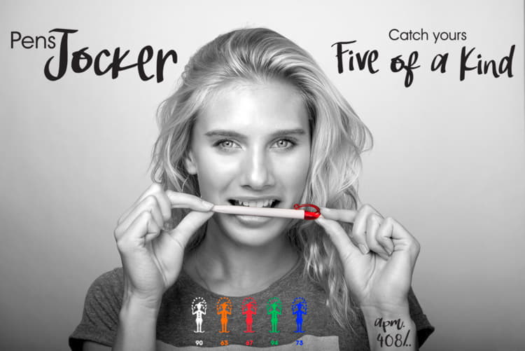 Ручка шариковая JOCKER, белый, красный-1