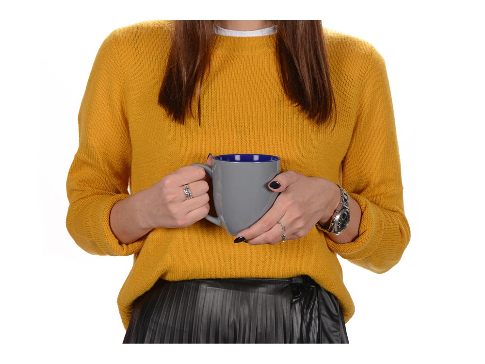 Кружка керамическая Gracy 450мл, серый/темно-синий-2