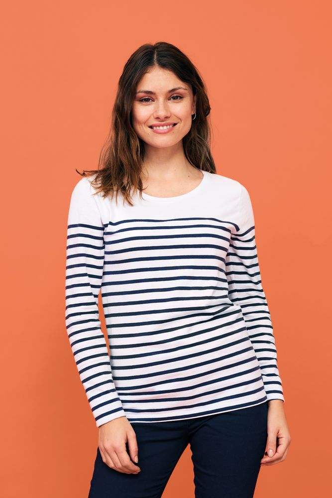 Футболка женская с длинным рукавом Matelot LSL Women, синяя с белым-4