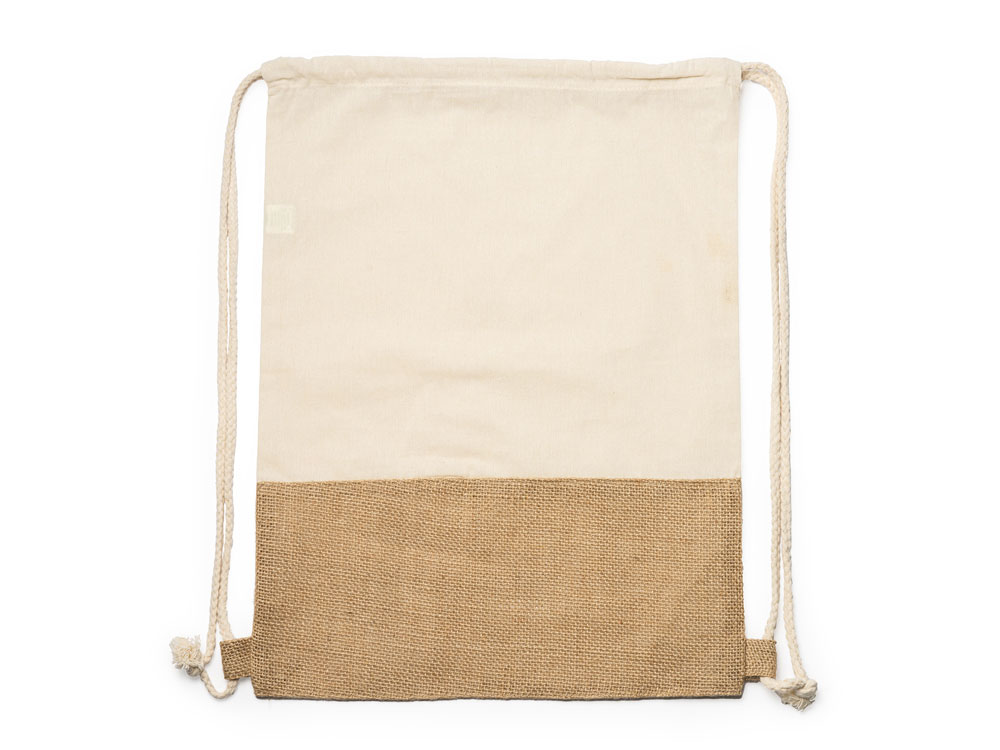Рюкзак-мешок WILKES из хлопка и джута, бежевый-4