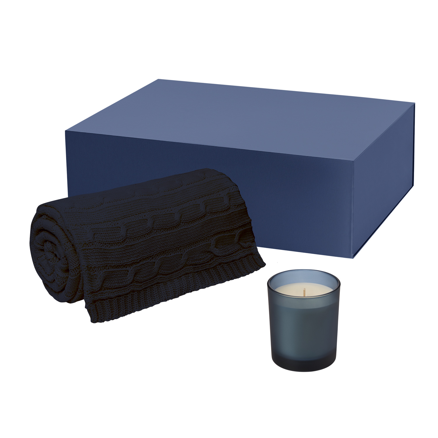 Подарочный набор Enigma, Fado, синий (свеча, плед)-0