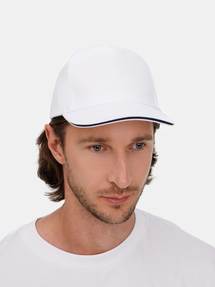 Бейсболка Long Beach, белая с темно-синим-5