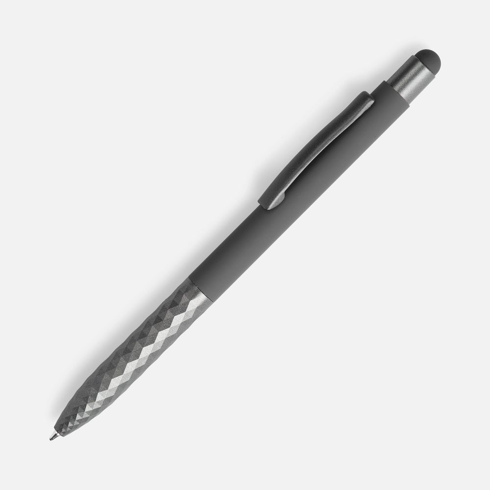 Ручка шариковая Digit Soft Touch со стилусом, серая-0