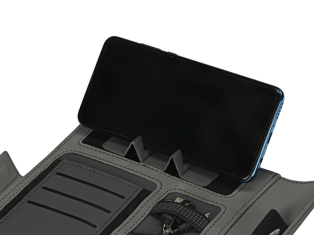 Органайзер с беспроводной зарядкой 5000 mAh Powernote, темно-серый-12