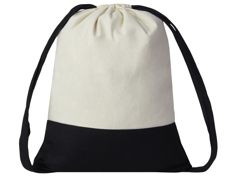 Рюкзак-мешок Cotton из хлопка 170 г, натуральный/черный-2