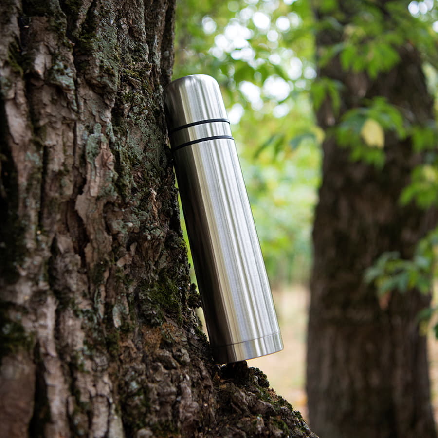 Термос ROMANTIC с двумя кружками, серебристый-4