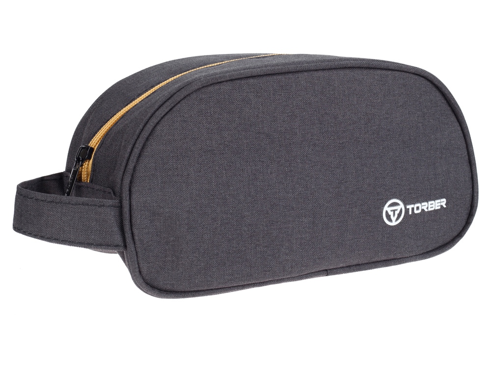 Несессер TORBER, дорожный, чёрный/бежевый, полиэстер 300D, 23 х 12 х 10 см-1