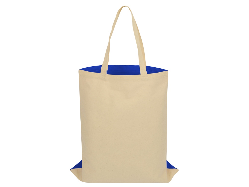 Сумка для шопинга Twin двухцветная из хлопка, 180 г/м2, синий/натуральный-4