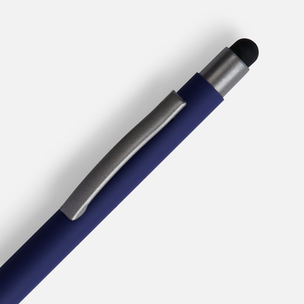 Ручка шариковая Atento Soft Touch со стилусом, темно-синяя-2
