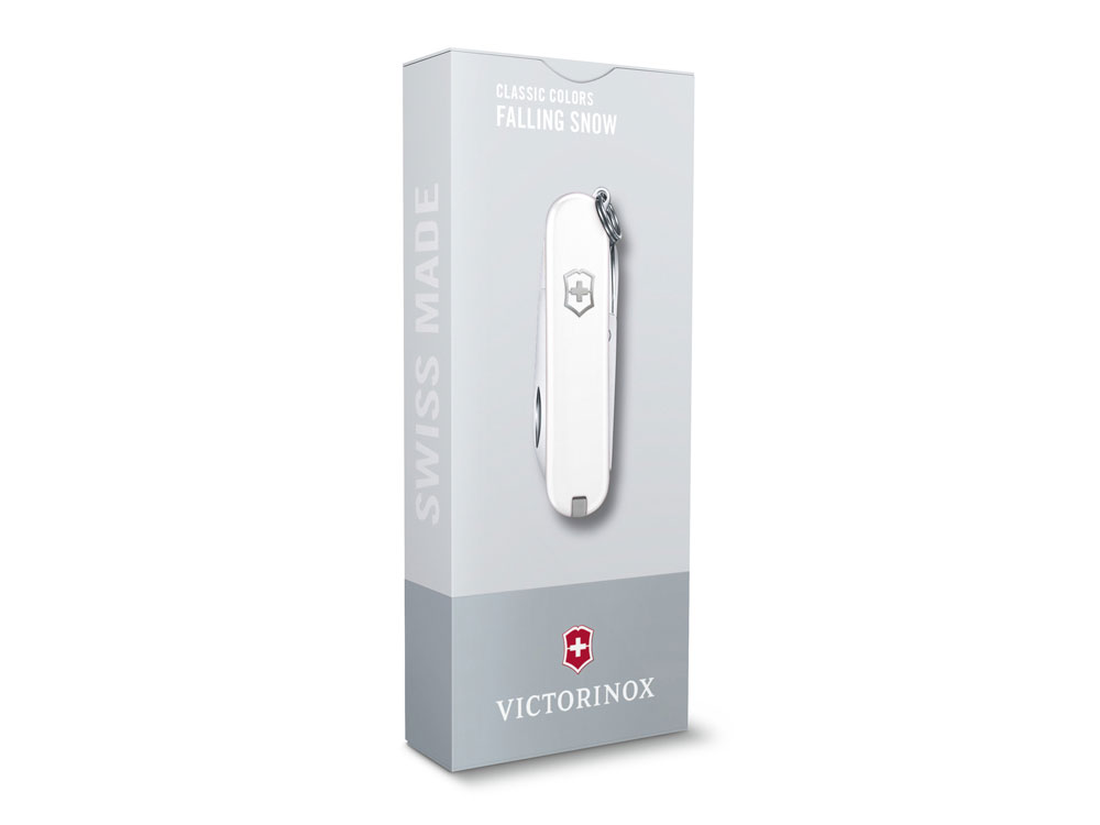 Нож-брелок VICTORINOX Classic SD Colors Falling Snow, 58 мм, 7 функций, белый-3