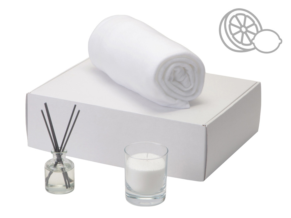 Подарочный набор White light 2.0 с пледом, диффузором, насыпной свечой-0
