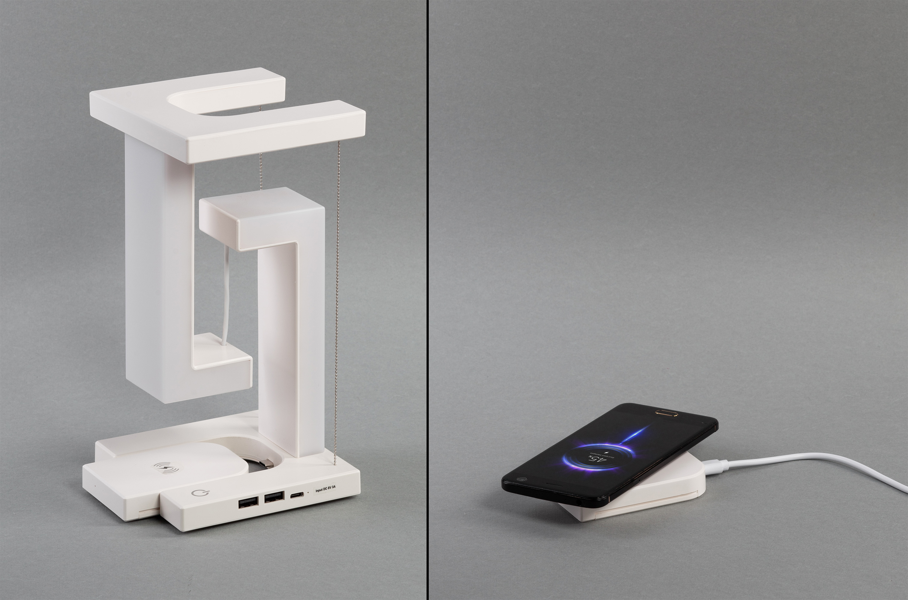 Левитирующая настольная лампа "Twin" с функцией беспроводной зарядки-1